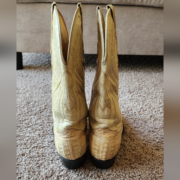 RODEO BRAVO Boots Croc Skin Tan Leather Western Cowboy Work Boots Mens SZ 7.5 - Picture 6 of 10